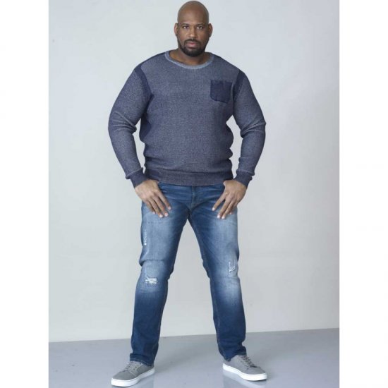 D555 Bryson Crewneck Sweater with Pocket Navy - Sweatshirts & hoodies - Sweatshirt & Camisolas com Capuz tamanhos grandes