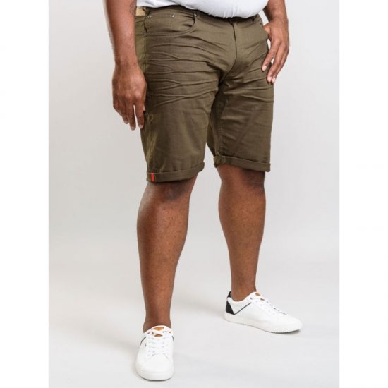 D555 Gilbert Stretch Shorts Khaki - Calções - Calções Homem Tamanhos Grandes