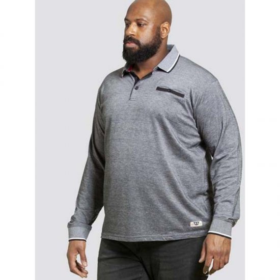 D555 Brockville Long Sleeve Polo Grey - Pólos - Pólos Tamanhos Grandes Homem