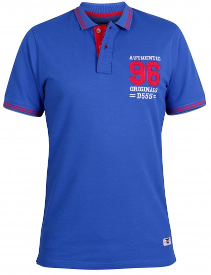 D555 Bartley Pique Polo Shirt Blue - Pólos - Pólos Tamanhos Grandes Homem