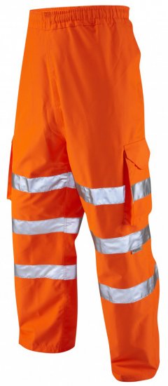 Leo Instow Breathable Executive Cargo Rain pants Hi-Vis Orange - Roupa de trabalho - Roupa de Trabalho Tamanho Grande Homem