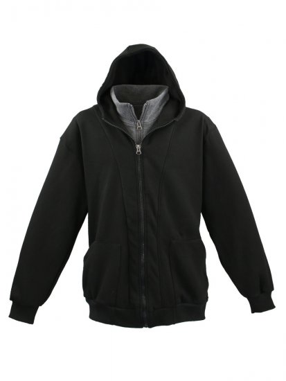 Lavecchia 109 Two-in-one Zipper Hoodie Black/Charcoal - Sweatshirts & hoodies - Sweatshirt & Camisolas com Capuz tamanhos grandes