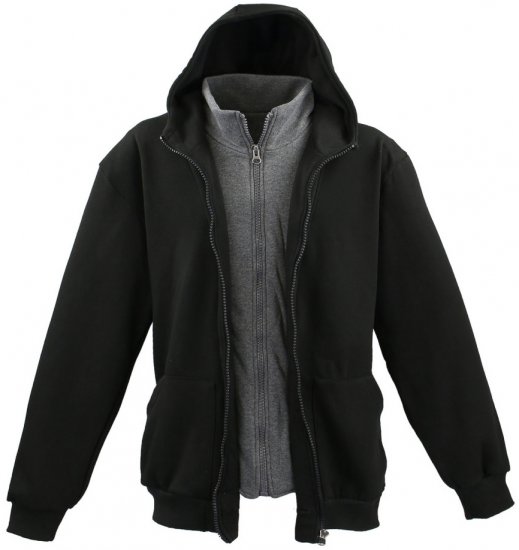 Lavecchia 109 Two-in-one Zipper Hoodie Black/Charcoal - Sweatshirts & hoodies - Sweatshirt & Camisolas com Capuz tamanhos grandes