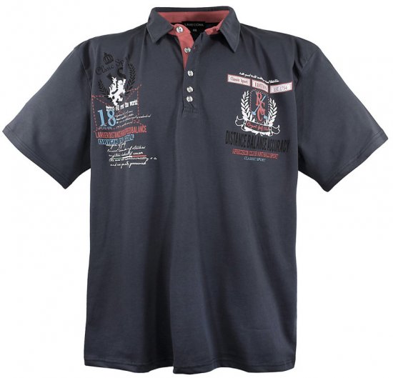 Lavecchia 2038 Printed Jersey Poloshirt Charcoal - Pólos - Pólos Tamanhos Grandes Homem