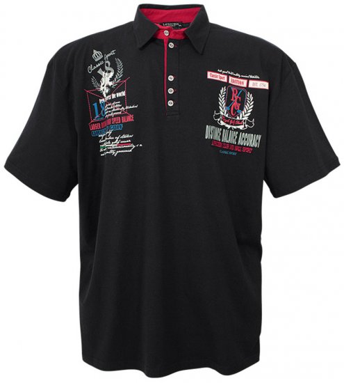 Lavecchia 2038 Printed Jersey Poloshirt Black - Pólos - Pólos Tamanhos Grandes Homem