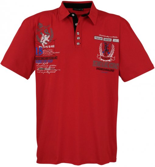 Lavecchia 2038 Printed Jersey Poloshirt Red - Pólos - Pólos Tamanhos Grandes Homem