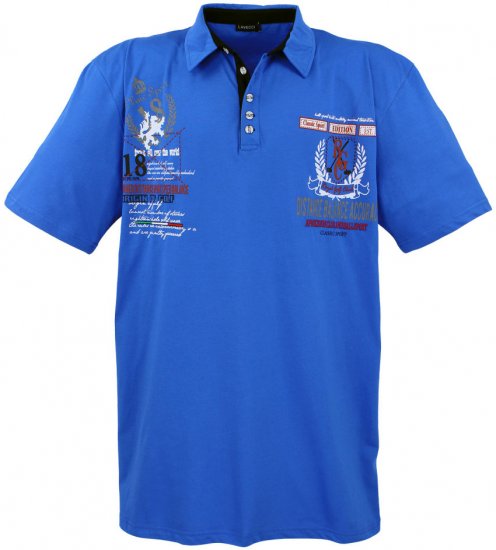 Lavecchia 2038 Printed Jersey Poloshirt Royal Blue - Pólos - Pólos Tamanhos Grandes Homem