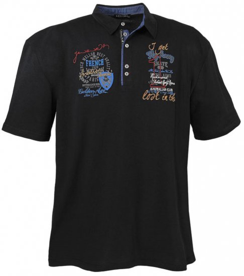 Lavecchia 3101 Printed Jersey Poloshirt Black - Pólos - Pólos Tamanhos Grandes Homem