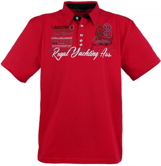 Lavecchia 4688 Printed Jersey Poloshirt Red - Pólos - Pólos Tamanhos Grandes Homem