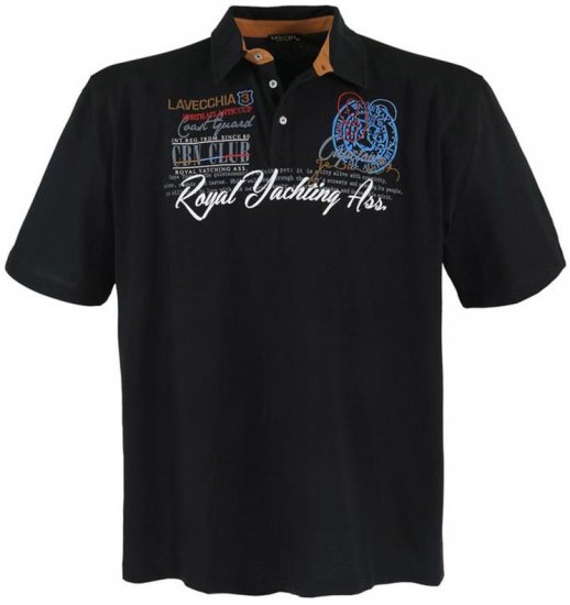 Lavecchia 4688 Printed Jersey Poloshirt Black - Pólos - Pólos Tamanhos Grandes Homem