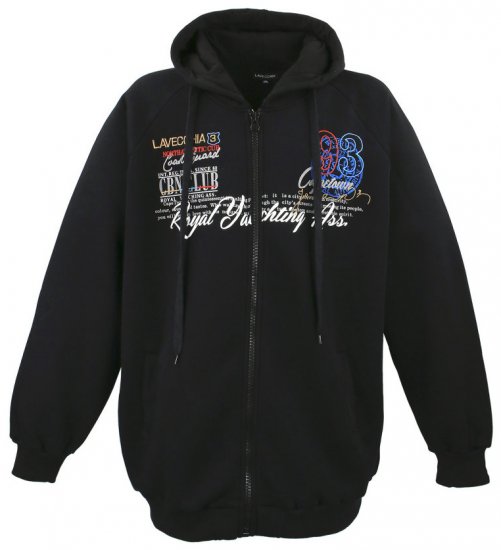 Lavecchia 612 Printed Zipper Hoodie Black - Sweatshirts & hoodies - Sweatshirt & Camisolas com Capuz tamanhos grandes
