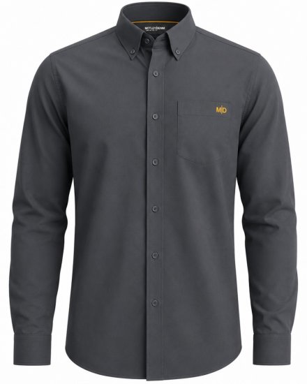 Motley Denim Lisbon Long Sleeve Shirt Charcoal - Camisas - Camisas Homem Tamanhos Grandes