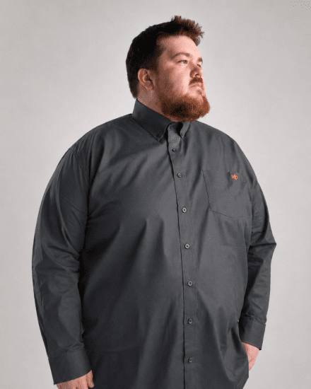 Motley Denim Lisbon Long Sleeve Shirt Charcoal - Camisas - Camisas Homem Tamanhos Grandes