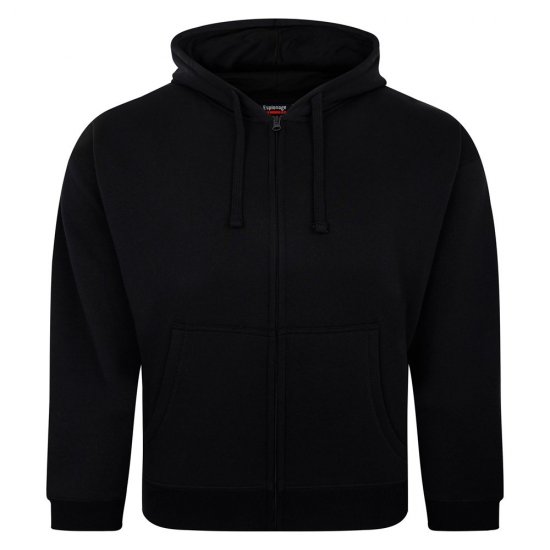 Espionage LW162 Hooded Zip Through Sweat Shirt Preto - Sweatshirts & hoodies - Sweatshirt & Camisolas com Capuz tamanhos grandes