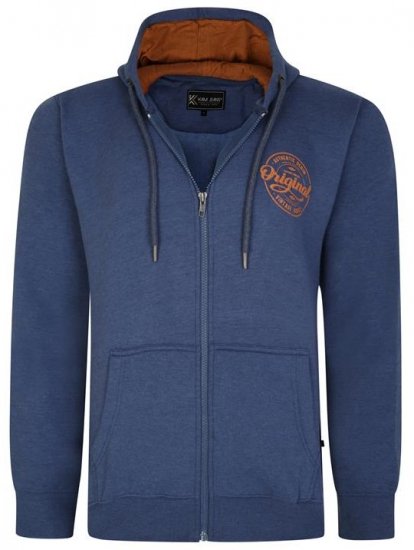 Kam Jeans 7060 Zip Thru Originals Denim Hoodie Royal Blue - Sweatshirts & hoodies - Sweatshirt & Camisolas com Capuz tamanhos grandes