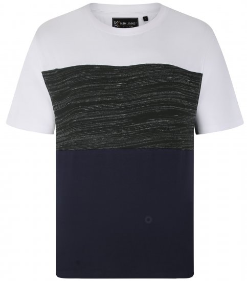 Kam Jeans 5739 Contrast Panel Cut & Saw T-Shirt Charcoal - T-shirts - T-shirts Homem Tamanhos Grandes