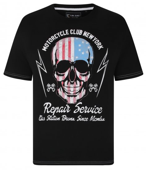 Kam Jeans 5733 USA Skull Print T-Shirt Black - T-shirts - T-shirts Homem Tamanhos Grandes