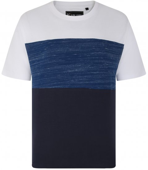 Kam Jeans 5739 Contrast Panel Cut & Saw T-Shirt Navy - T-shirts - T-shirts Homem Tamanhos Grandes
