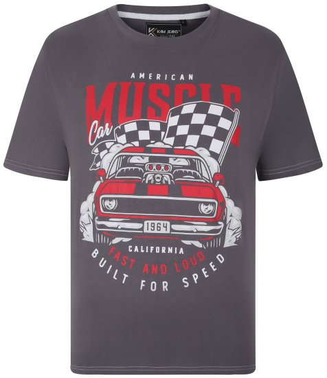 Kam Jeans 5732 Amercian Muscle Print T-Shirt Slate - T-shirts - T-shirts Homem Tamanhos Grandes