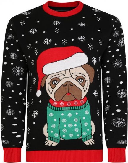 Kam Jeans X024 Bulldog Santa Xmas Sweatshirt Black - Sweatshirts & hoodies - Sweatshirt & Camisolas com Capuz tamanhos grandes