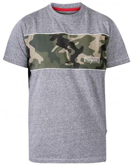 D555 Major Camo Print Crew Neck T-Shirt Grey - T-shirts - T-shirts Homem Tamanhos Grandes