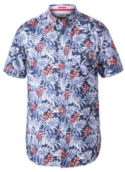 D555 Malibu Hawaiian Short Sleeve Shirt Blue - Camisas - Camisas Homem Tamanhos Grandes