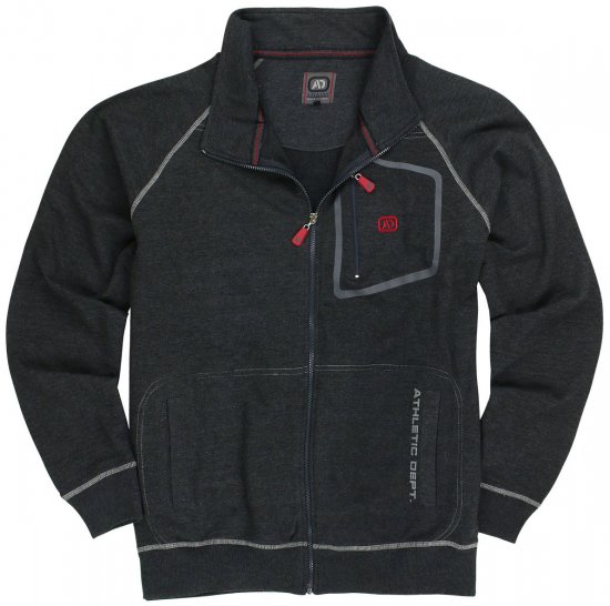 Adamo Manuel Sweatshirt with Zipper Charcoal - Sweatshirts & hoodies - Sweatshirt & Camisolas com Capuz tamanhos grandes