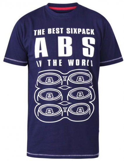 D555 Marco Best Sixpack Abs Crew Neck Printed T-Shirt Navy - T-shirts - T-shirts Homem Tamanhos Grandes
