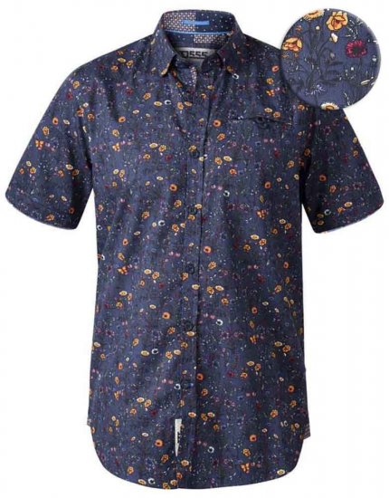 D555 Medway Floral Ao Print Short Sleeve Shirt - Camisas - Camisas Homem Tamanhos Grandes