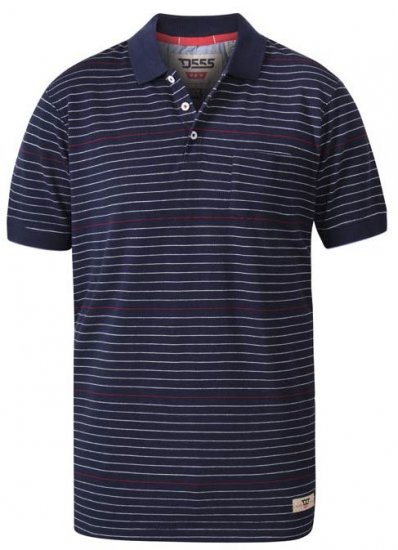 D555 Metro Stripe Jersey Polo Navy Stripe - Pólos - Pólos Tamanhos Grandes Homem