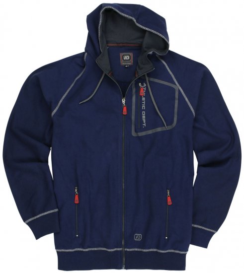 Adamo Michael Hoodie with Zipper Navy - Sweatshirts & hoodies - Sweatshirt & Camisolas com Capuz tamanhos grandes