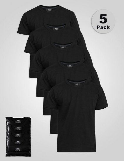 D555 Smartly T-shirt gola redonda Preto pack de 5 - T-shirts - T-shirts Homem Tamanhos Grandes