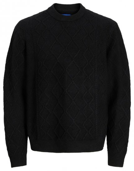 Jack & Jones Cambridge Cable Knit Sweater Black - Sweatshirts & hoodies - Sweatshirt & Camisolas com Capuz tamanhos grandes