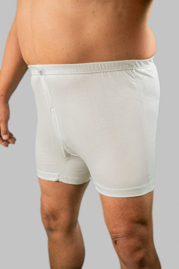 20 Nodi Combed Cotton Jersey Boxer with Front Button Fly White - Roupa Interior & natação - Roupa interior Homem Tamanhos Grandes