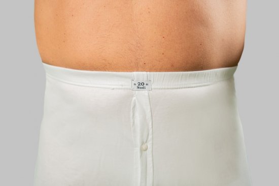 20 Nodi Combed Cotton Jersey Boxer with Front Button Fly White - Roupa Interior & natação - Roupa interior Homem Tamanhos Grandes