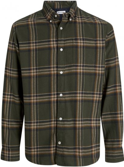 Jack & Jones Classic Flannel Long Sleeve Shirt Green - Camisas - Camisas Homem Tamanhos Grandes
