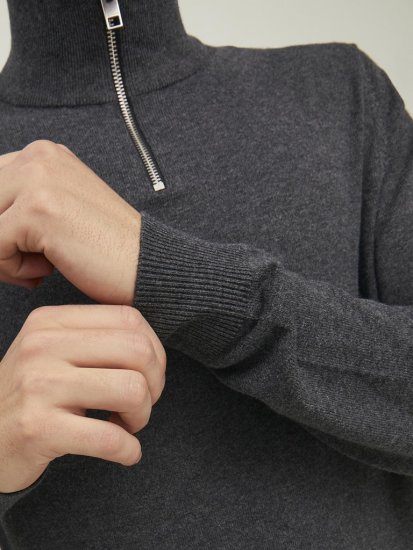 Jack & Jones Emil Knitted Pullover Grey - Sweatshirts & hoodies - Sweatshirt & Camisolas com Capuz tamanhos grandes