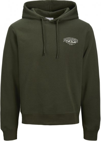 Jack & Jones Makoto Hoodie Small Print Green - Sweatshirts & hoodies - Sweatshirt & Camisolas com Capuz tamanhos grandes