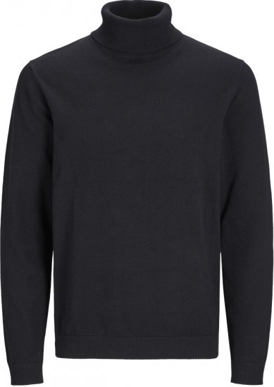 Jack & Jones Basic Knitted Sweater with Rolled Neck Black - Sweatshirts & hoodies - Sweatshirt & Camisolas com Capuz tamanhos grandes