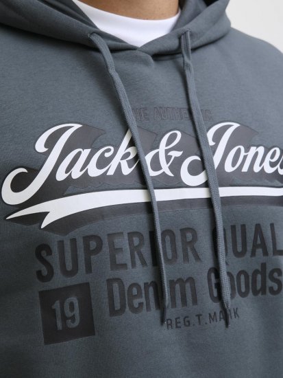 Jack & Jones 2 COL LOGO Hoodie Grey - Sweatshirts & hoodies - Sweatshirt & Camisolas com Capuz tamanhos grandes