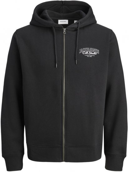 Jack & Jones Makoto Hoodie with Zipper Black - Sweatshirts & hoodies - Sweatshirt & Camisolas com Capuz tamanhos grandes