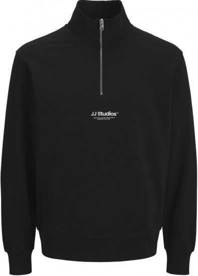 Jack & Jones Soho Sweatshirt with Zipper Black - Sweatshirts & hoodies - Sweatshirt & Camisolas com Capuz tamanhos grandes