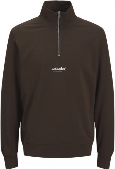 Jack & Jones Soho Sweatshirt with Zipper Brown - Sweatshirts & hoodies - Sweatshirt & Camisolas com Capuz tamanhos grandes