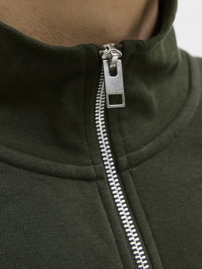 Jack & Jones Soho Sweatshirt with Zipper Green - Sweatshirts & hoodies - Sweatshirt & Camisolas com Capuz tamanhos grandes