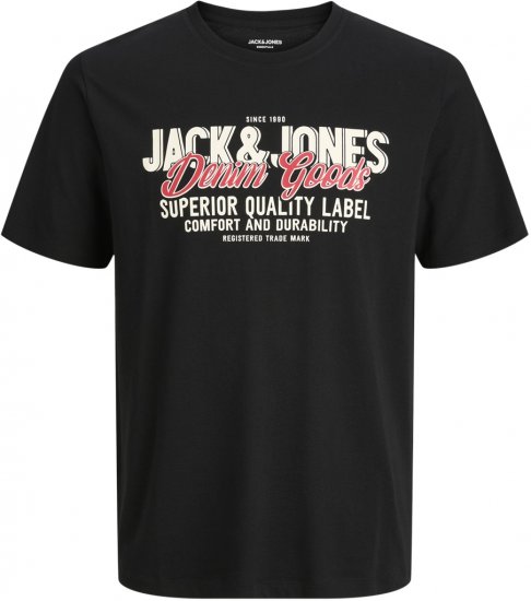 Jack & Jones Logo 2COL T-Shirt Black - T-shirts - T-shirts Homem Tamanhos Grandes