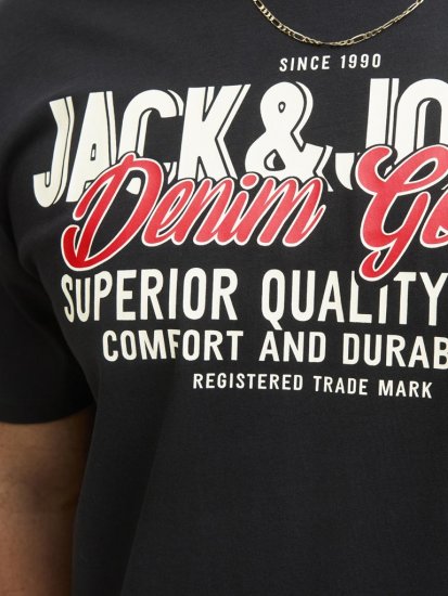 Jack & Jones Logo 2COL T-Shirt Black - T-shirts - T-shirts Homem Tamanhos Grandes