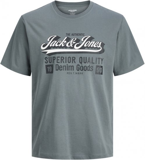 Jack & Jones Logo 2COL T-shirt Grey - T-shirts - T-shirts Homem Tamanhos Grandes