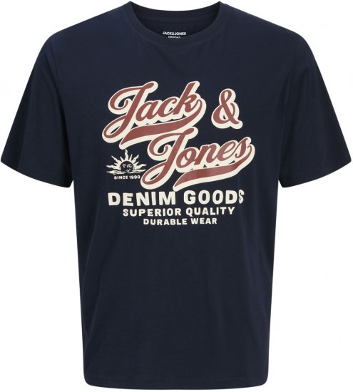 Jack & Jones Logo 2COL T-Shirt Blue - T-shirts - T-shirts Homem Tamanhos Grandes