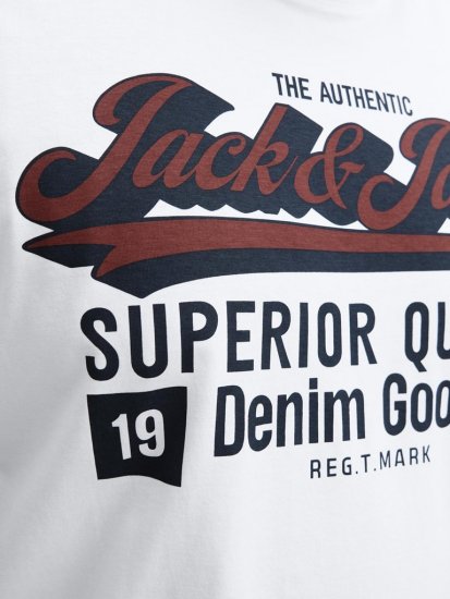 Jack & Jones Logo 2COL T-Shirt White - T-shirts - T-shirts Homem Tamanhos Grandes