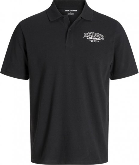 Jack & Jones Makoto Polo Short Sleeve Black - Pólos - Pólos Tamanhos Grandes Homem